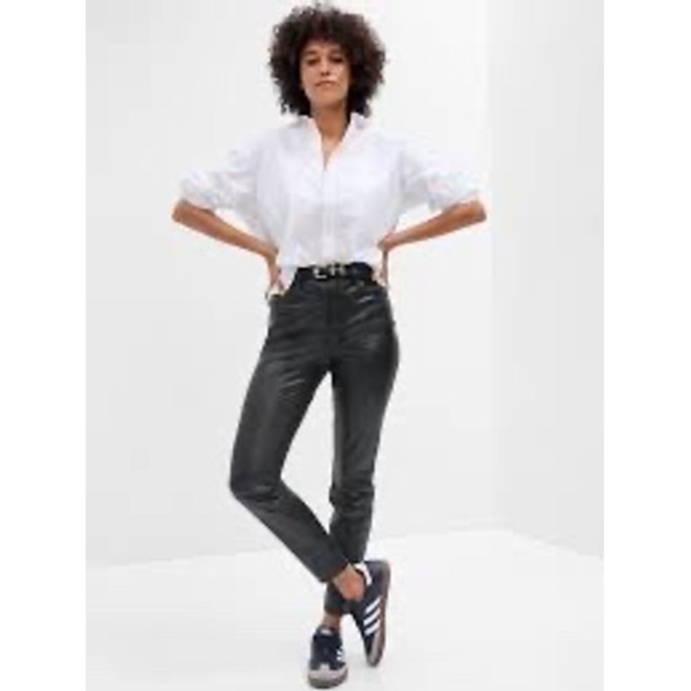 Gap NEW High Rise Universal Legging Women 4/27R Black Metallic Coated Skinny